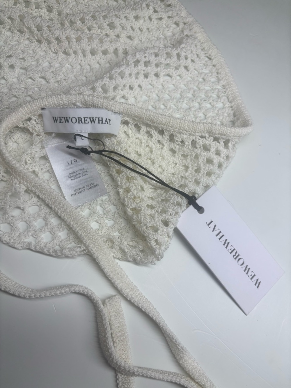 WEWOREWHAT Cream Crochet Knit Top